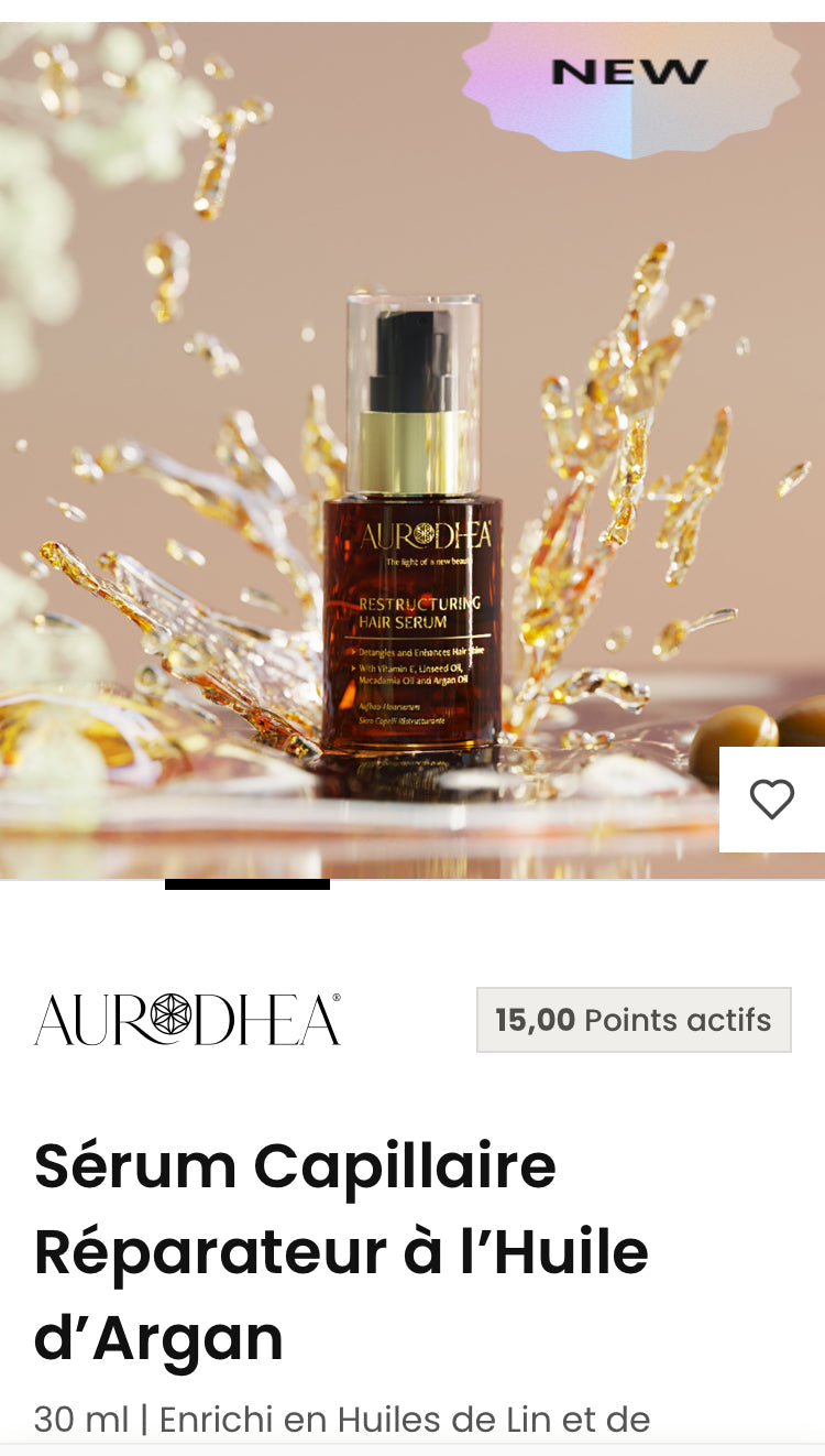 Sérum Capillaire Réparateur à l’Huile d’Argan
30 ml | Enrichi en Huiles de Lin et de Macadamia et en Vitamine Product vendor